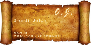 Orendi Jolán névjegykártya